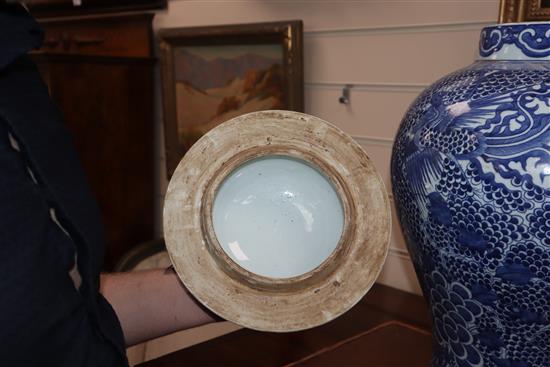 A pair of large Chinese blue and white vases and covers height 53cm